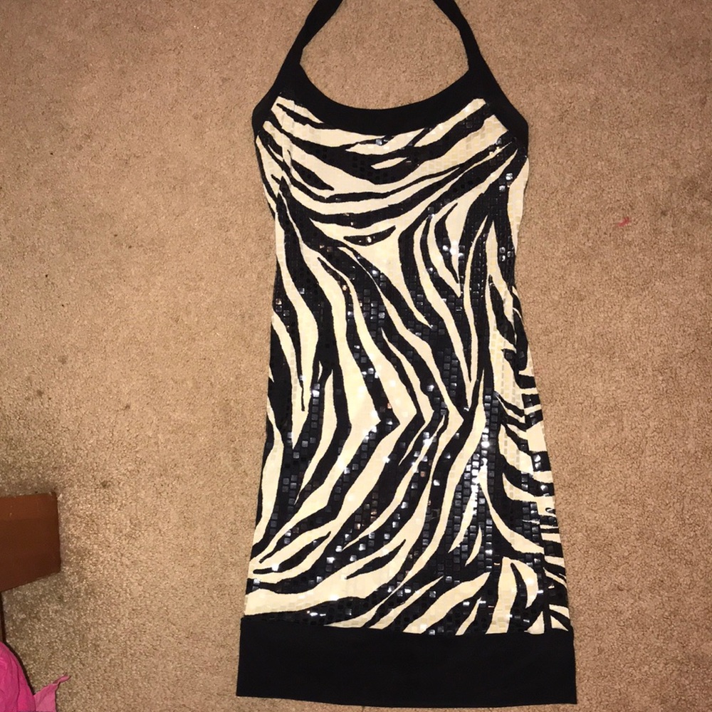 Zebra Printed Mini Party Dress